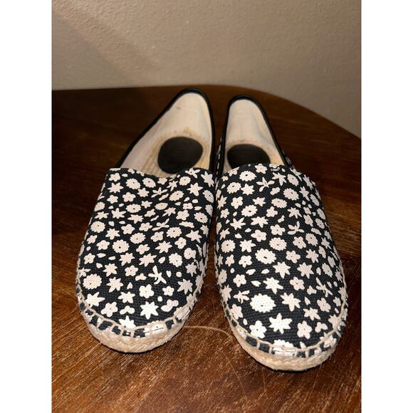 Coach Women’s Espadrilles Flats Size 9B Black White Floral Canvas Shoes EUC - Picture 2 of 12